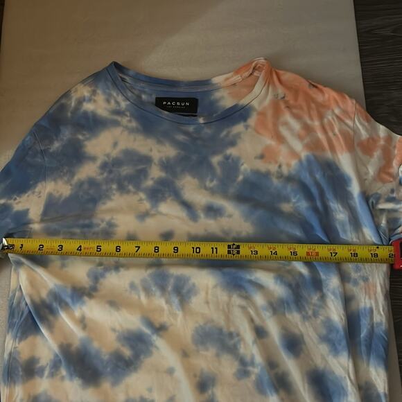 PacSun Scallop Fit Tie Dye Hoodie Blue/Orange L Beach Casual Boho Unisex Skater - Picture 7 of 11